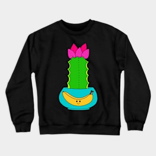 Cute Cactus Design #205: Pretty Hybrid Cactus In Banana Pot Crewneck Sweatshirt